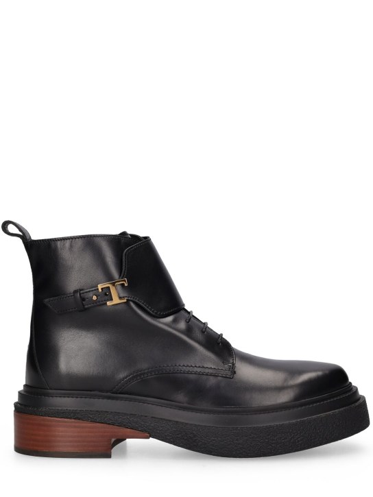 Tod's: 40mm Leather ankle boots - Siyah - women_0 | Luisa Via Roma