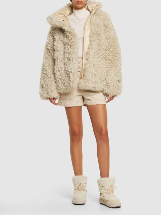 Goldbergh: Oversized woolly nylon jacket - Bej - women_1 | Luisa Via Roma