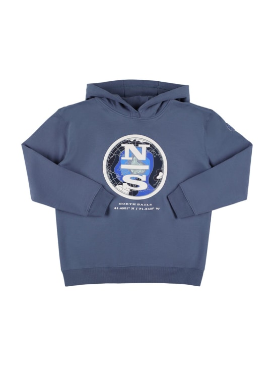 North Sails: Cotton sweatshirt hoodie - Blue - kids-boys_0 | Luisa Via Roma