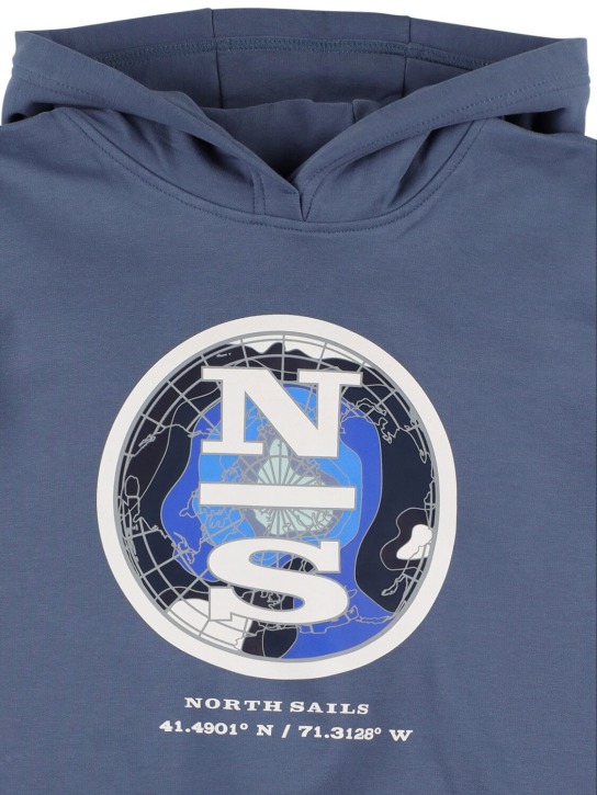 North Sails: Cotton sweatshirt hoodie - Blue - kids-boys_1 | Luisa Via Roma