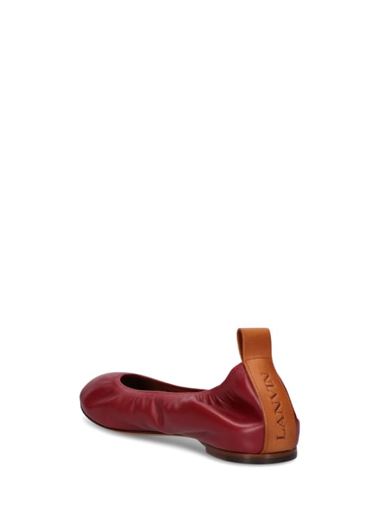 Lanvin: 5mm Leather ballerina flats - Bordeaux - women_3 | Luisa Via Roma
