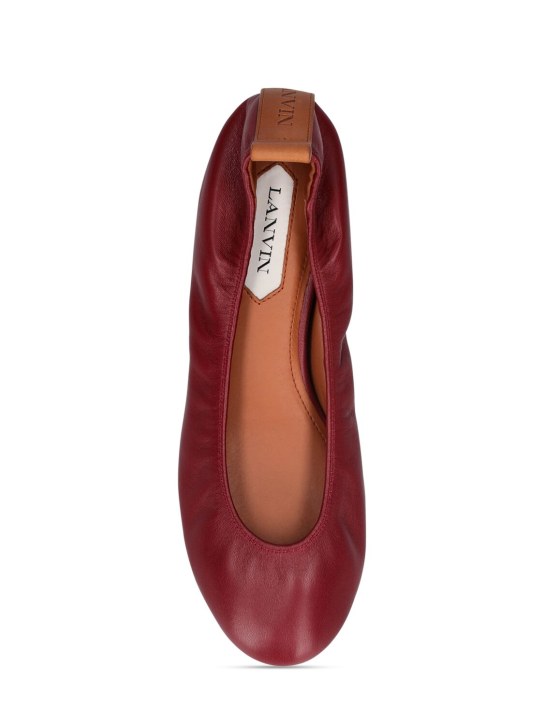 Lanvin: 5mm Leather ballerina flats - Bordeaux - women_5 | Luisa Via Roma
