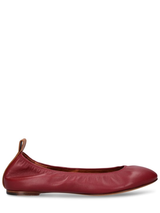 Lanvin: 5毫米皮革芭蕾平底鞋 - 酒红色 - women_0 | Luisa Via Roma
