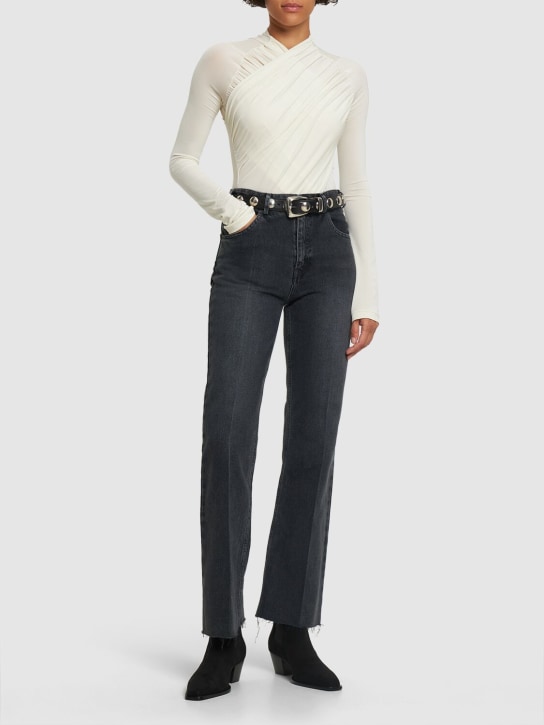 Petar Petrov: Jeans crop slim fit de denim - Gris - women_1 | Luisa Via Roma