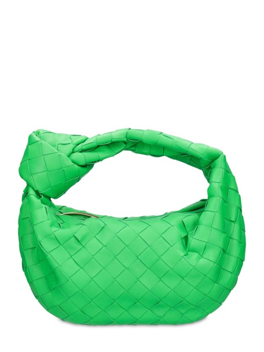 Bottega Veneta: Mini Jodie leather top handle bag - Parakeet - women_0 | Luisa Via Roma