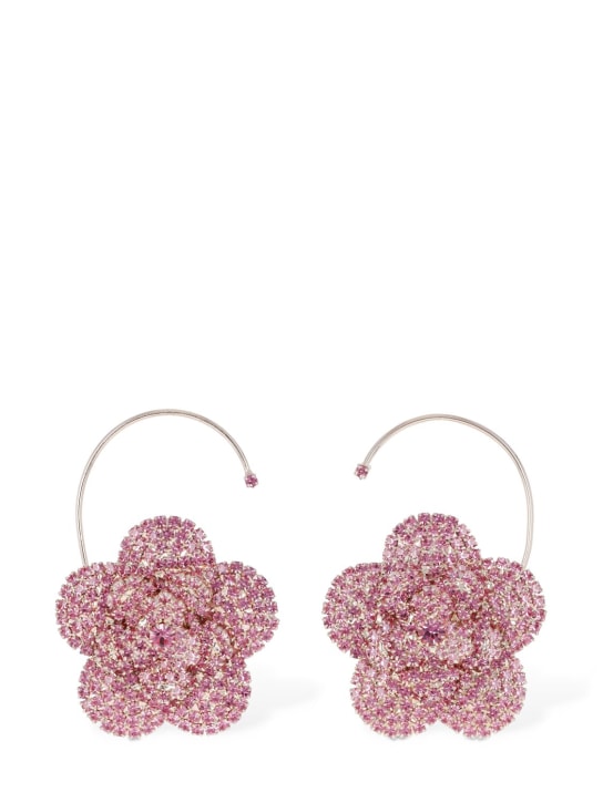 Magda Butrym: Pink crystal flower earrings w/ hook - Pink - women_0 | Luisa Via Roma
