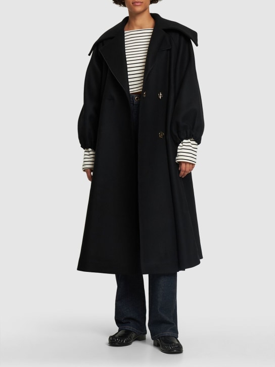 Patou: Wool belted double breasted trench coat - Black - women_1 | Luisa Via Roma