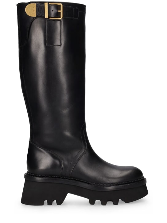 Chloé: 50mm Owena leather tall boots - Black - women_0 | Luisa Via Roma