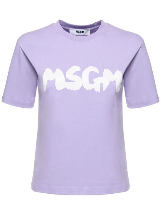 Cotton logo t-shirt - Msgm - Women | Luisaviaroma