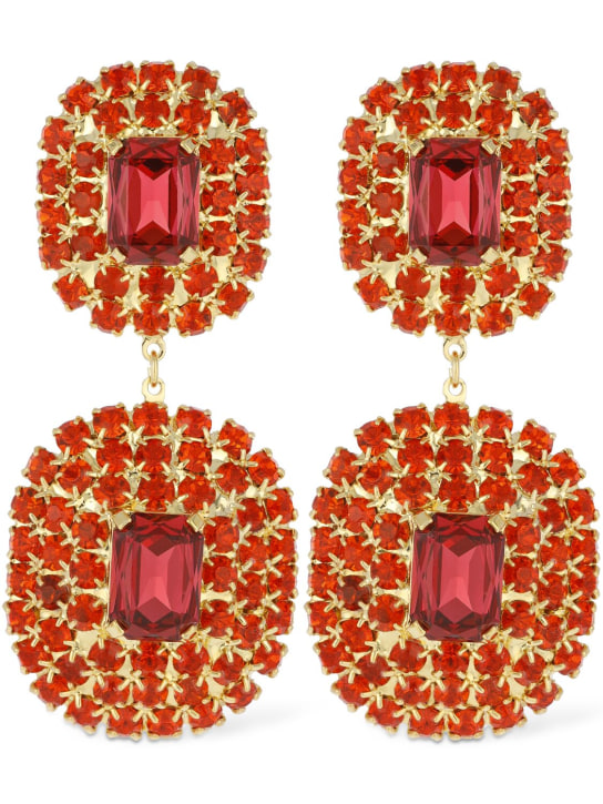 Magda Butrym: Orange crystal pendant earrings - women_0 | Luisa Via Roma
