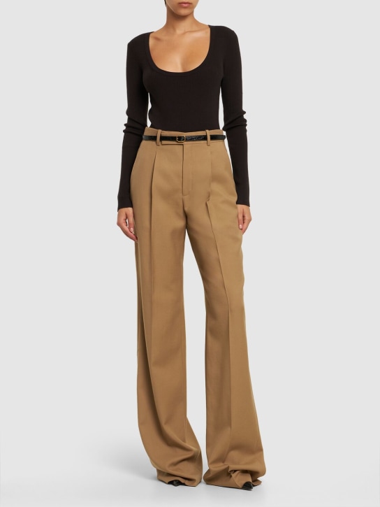 Michael Kors Collection: Wool blend scoop neck bodysuit - Black - women_1 | Luisa Via Roma