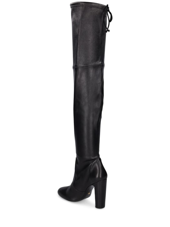Stuart Weitzman: 100mm Vidaland leather knee high boots - Black - women_3 | Luisa Via Roma