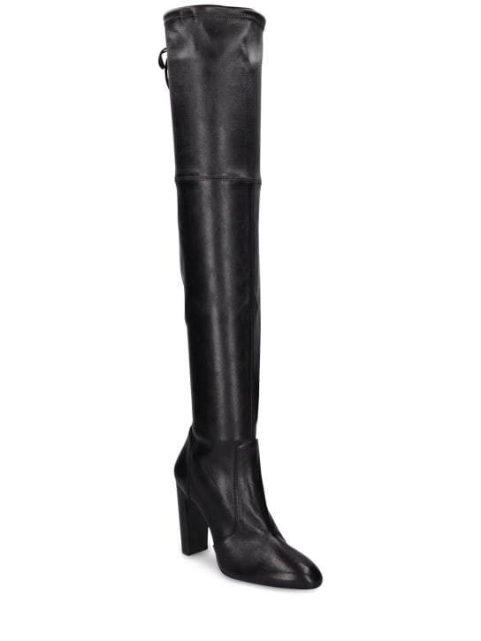 Stuart Weitzman: 100mm Vidaland leather knee high boots - Black - women_2 | Luisa Via Roma