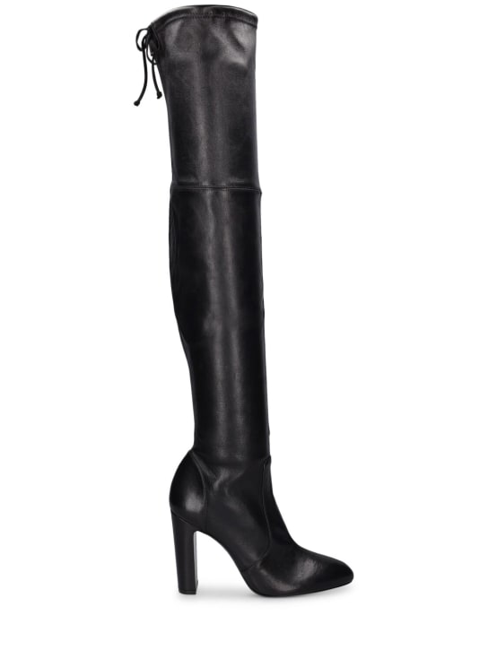 Stuart Weitzman: 100mm Vidaland leather knee high boots - Black - women_0 | Luisa Via Roma