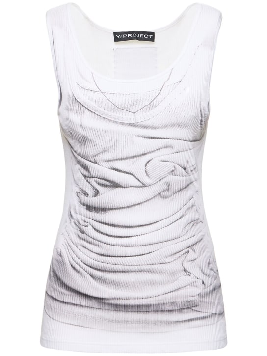 Y/PROJECT: Printed cotton tank top - Bianco - women_0 | Luisa Via Roma