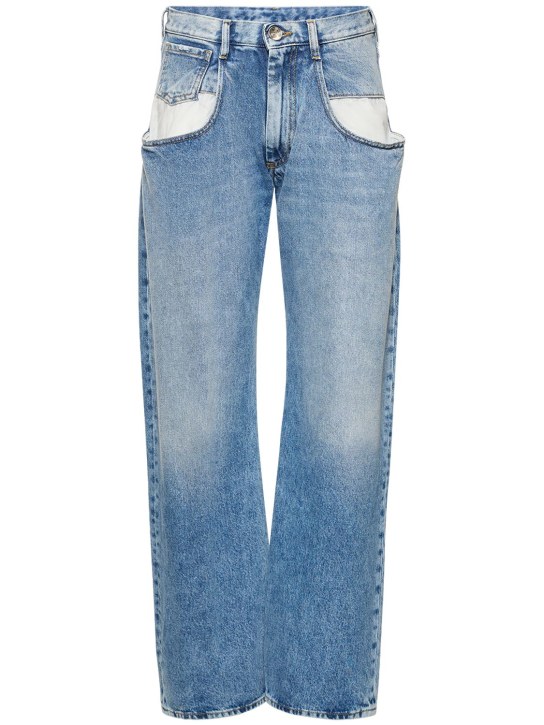 Maison Margiela: Jeans de denim con bolsillos maxi - Azul - women_0 | Luisa Via Roma