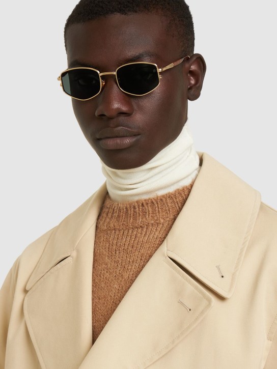DB Eyewear by David Beckham: DB oval aviator metal sunglasses - Gold/Green - men_1 | Luisa Via Roma