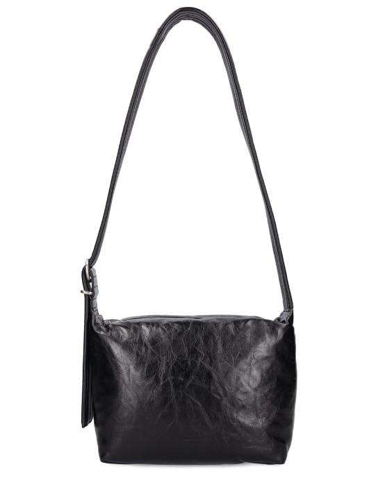 Jil Sander: Leather shoulder bag - Siyah - women_0 | Luisa Via Roma