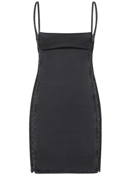 Y/PROJECT: Sleeveless denim mini dress w/hooks - Black - women_0 | Luisa Via Roma