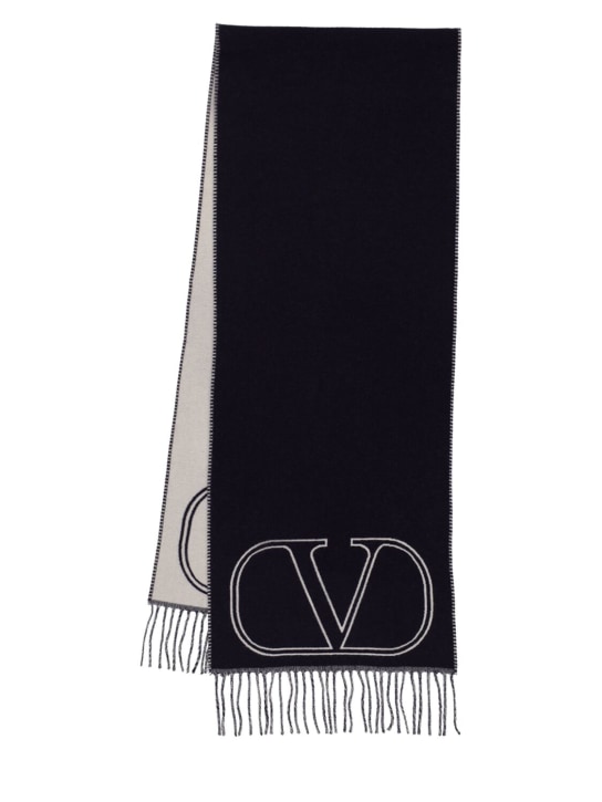 Valentino Garavani: Vlogo signature cashmere scarf - Navy - men_0 | Luisa Via Roma