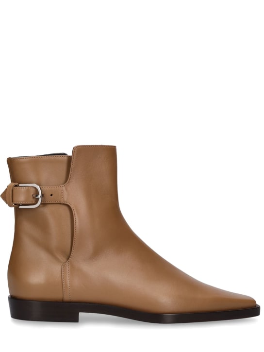 Toteme: 20mm The Belted leather boots - Haki - women_0 | Luisa Via Roma