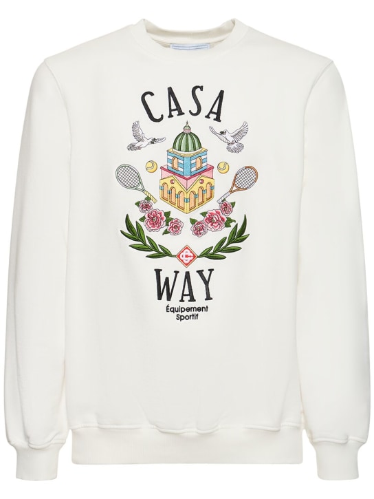Casablanca: Casa Way embroidered jersey sweatshirt - Multicolor - men_0 | Luisa Via Roma