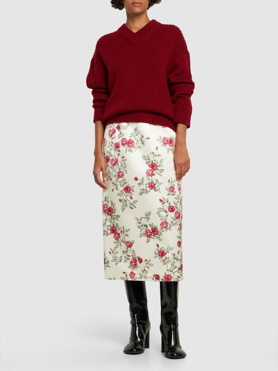 Emilia Wickstead: Wool knit v neck sweater - Red - women_1 | Luisa Via Roma
