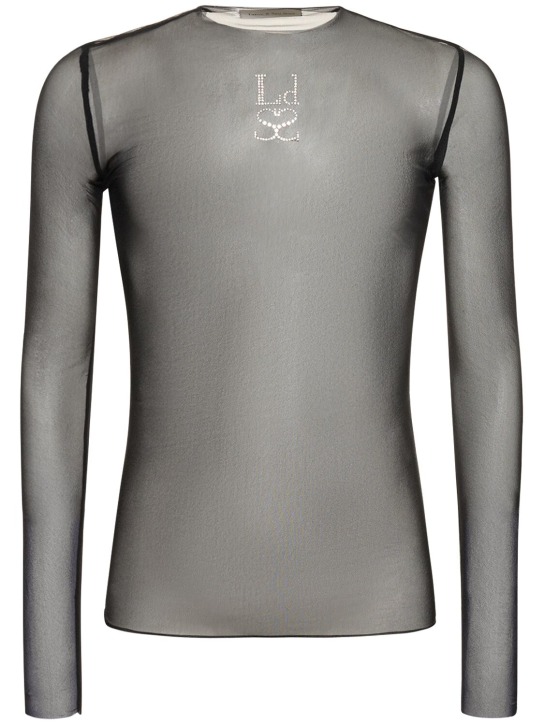 Ludovic de Saint Sernin: Embellished logo long sleeve t-shirt - Black - men_0 | Luisa Via Roma