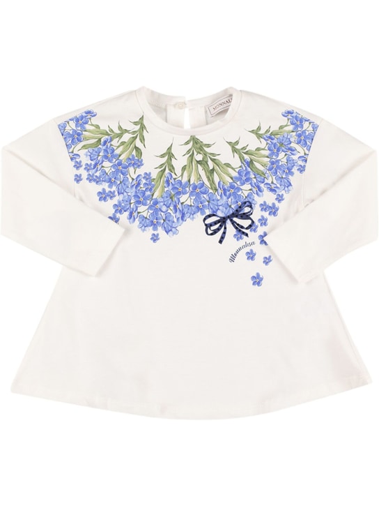 Monnalisa: Printed cotton jersey t-shirt - White - kids-girls_0 | Luisa Via Roma