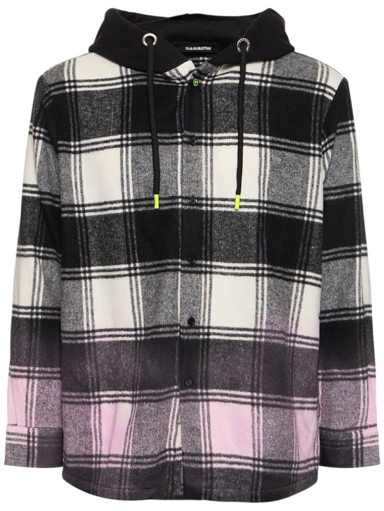 Checked unisex cotton blend shirt w/hood - Barrow - Men