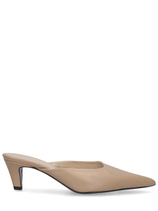 Toteme: 55mm The Leather mule pumps - Taupe - women_0 | Luisa Via Roma