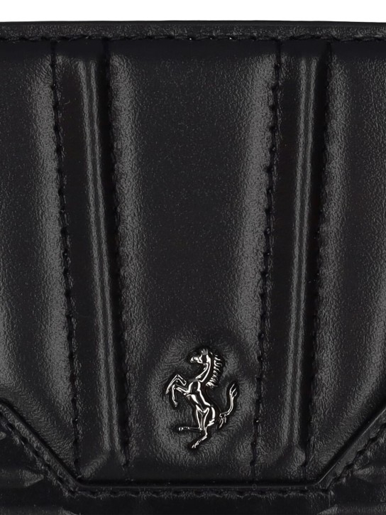 Ferrari: Logo smooth leather card holder - Black - men_1 | Luisa Via Roma