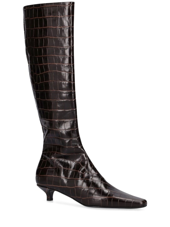Toteme: 35mm The Slim Knee leather boots - Dark Brown - women_1 | Luisa Via Roma