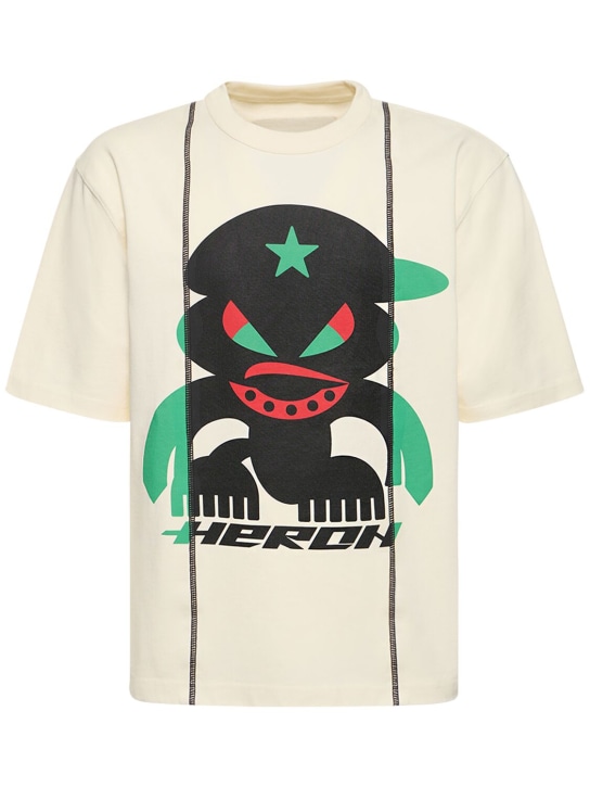 Heron Preston: T-shirt en jersey de coton imprimé H.P.C. - men_0 | Luisa Via Roma