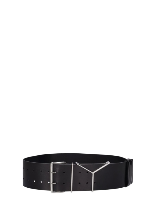 Y/PROJECT: 90mm Y leather belt - Siyah/Gümüş - women_0 | Luisa Via Roma