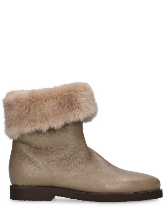 Toteme: 20mm The Off Duty leather ankle boots - Taupe - women_0 | Luisa Via Roma
