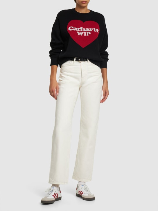 Carhartt WIP: Pantalones rectos con cintura alta - Blanco - women_1 | Luisa Via Roma