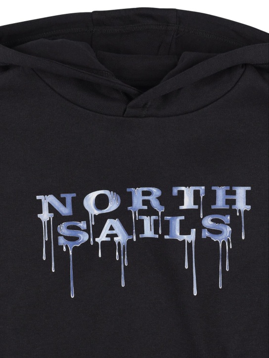 North Sails: Sweat-shirt en coton mélangé à capuche - Noir - kids-boys_1 | Luisa Via Roma