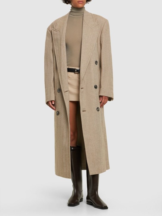 AMI Paris: Zweireihiger Mantel aus Wollmischung - Beige - women_1 | Luisa Via Roma