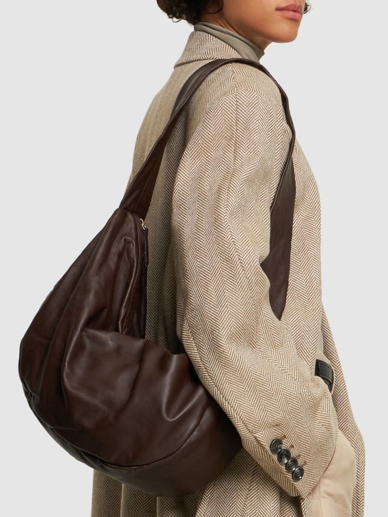 St. Agni: Large Crescent soft leather bag - Brown - women_1 | Luisa Via Roma
