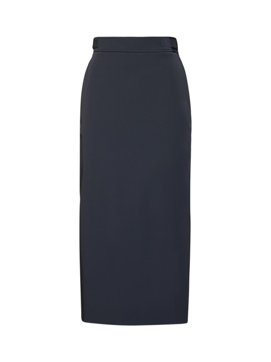 Ferrari: Gonna pencil vita alta in twill stretch - Navy - women_0 | Luisa Via Roma