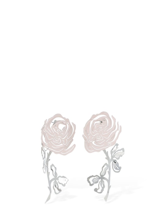 Y/PROJECT: Boucles d'oreilles en émail Rose - Rose/Argent - women_1 | Luisa Via Roma