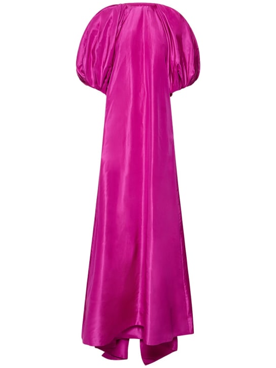 Oscar De La Renta: Puff sleeve taffeta maxi dress w/ bow - Pink - women_0 | Luisa Via Roma