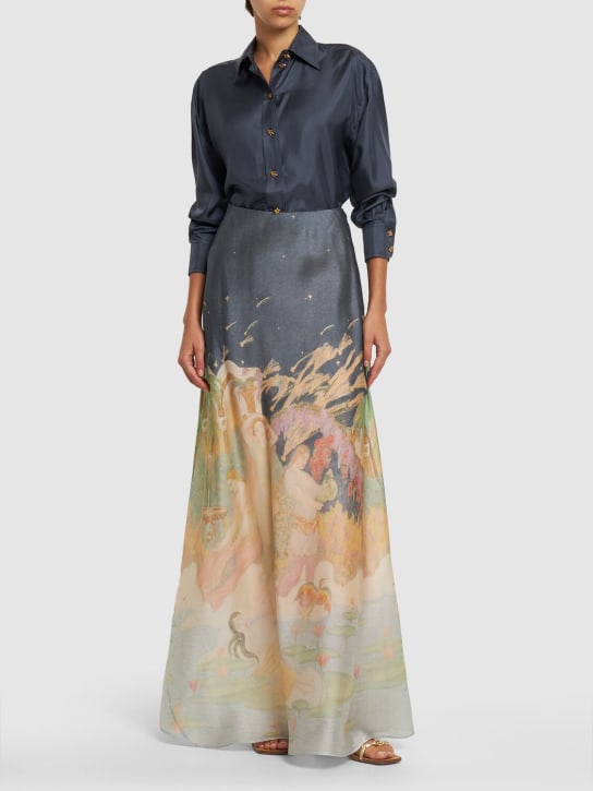 Zimmermann: Lyrical printed silk midi skirt - Renkli - women_1 | Luisa Via Roma
