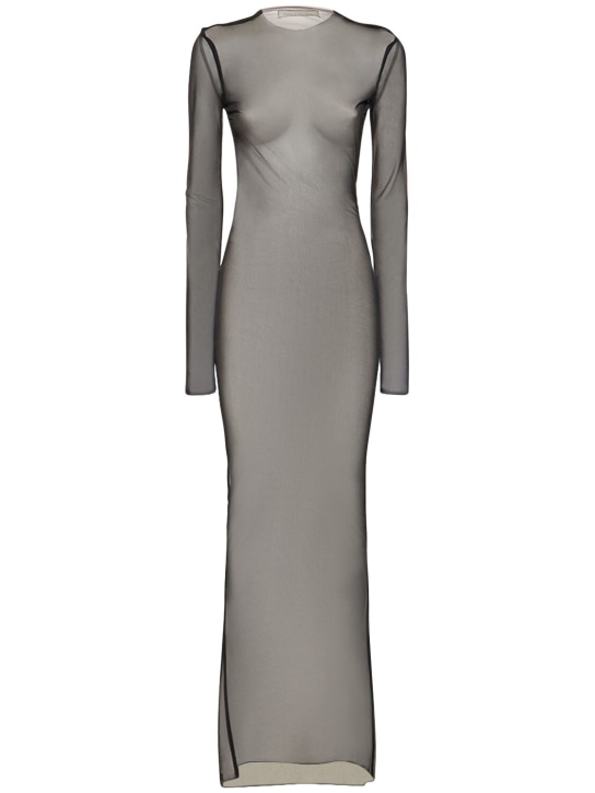 Ludovic de Saint Sernin: Langärmeliges, durchsichtiges Kleid aus Mesh - Schwarz - women_0 | Luisa Via Roma