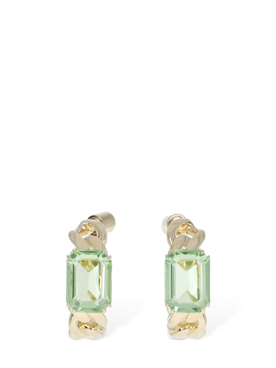 Swarovski: Millenia Swarovski mini hoop earrings - Green/Gold - women_0 | Luisa Via Roma