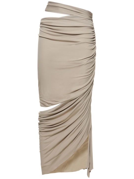 Andreadamo: Draped jersey cutout midi skirt - Grey - women_0 | Luisa Via Roma