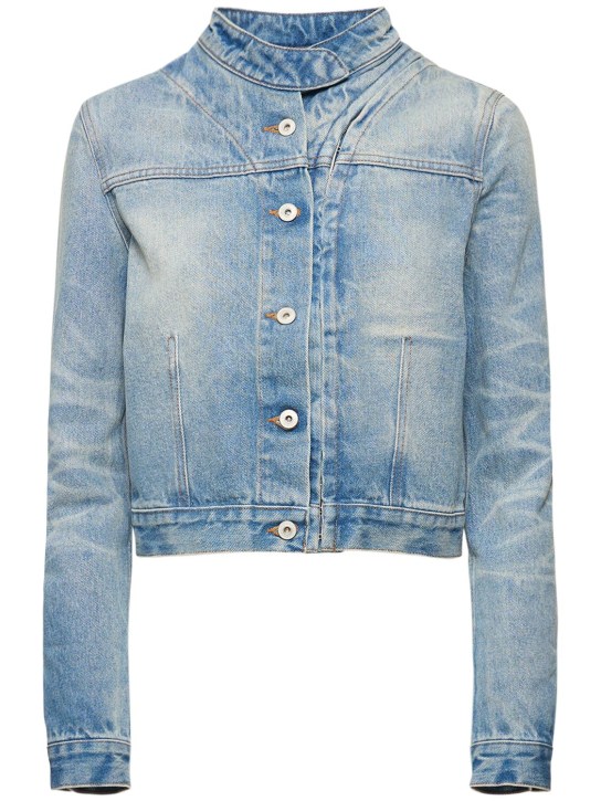 Y/PROJECT: Cropped denim jacket w/hooks - Açık Mavi - women_0 | Luisa Via Roma
