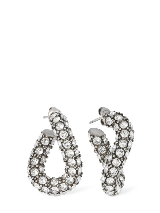 Isabel Marant: Funky ring crystal hoop earrings - Silver - women_1 | Luisa Via Roma