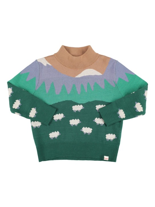 Tiny Cottons: Cotton & wool blend knit sweater - Renkli - kids-girls_0 | Luisa Via Roma